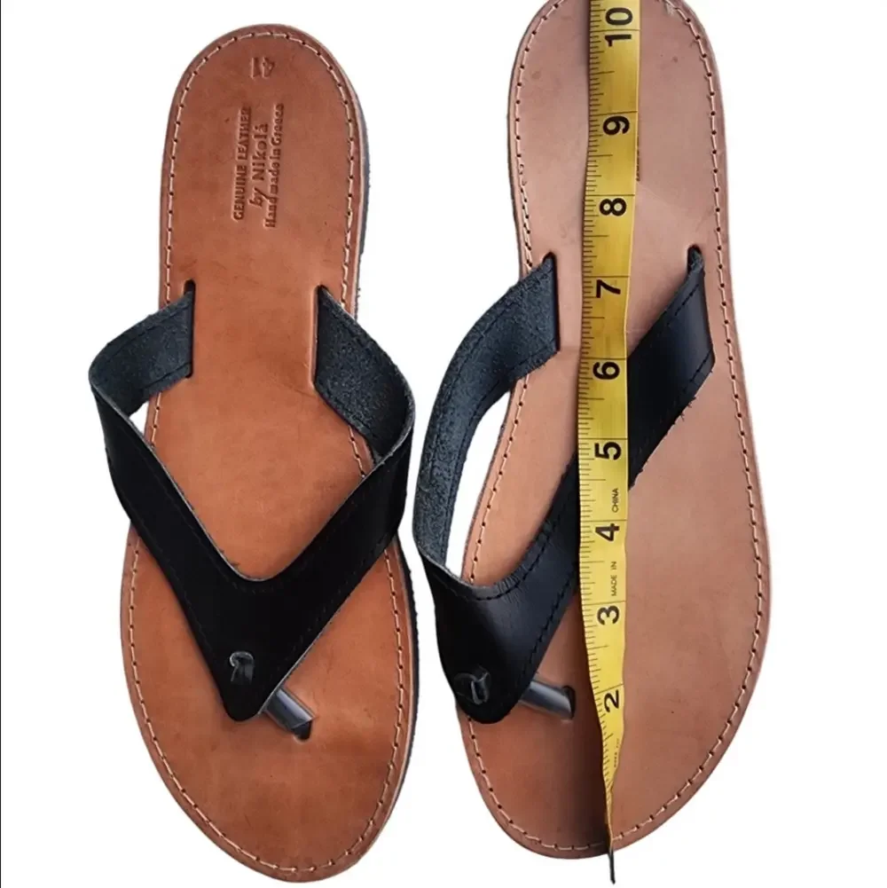 leather thong sandals with leather sole. Made in Grecia